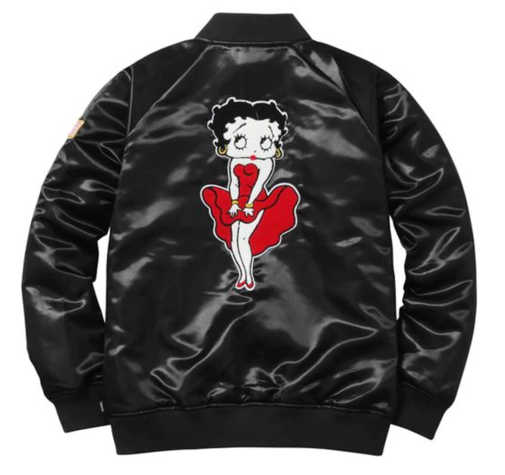 Betty Boop Supreme Black USA Satin Jacket - Maker of Jacket