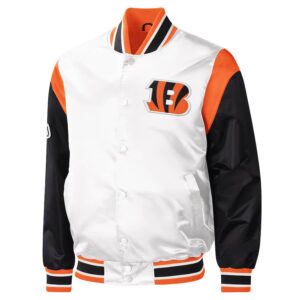 Men's Black/White Cincinnati Bengals x BlaCkOWned Stripes Don't Come Easy Reversible Satin Bomber Full-Zip Jacket Size: Extra Small