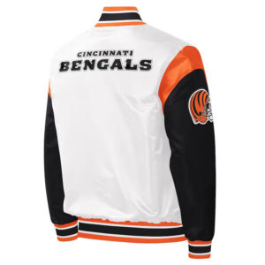 Men's Black/White Cincinnati Bengals x BlaCkOWned Stripes Don't Come Easy Reversible Satin Bomber Full-Zip Jacket Size: Extra Small