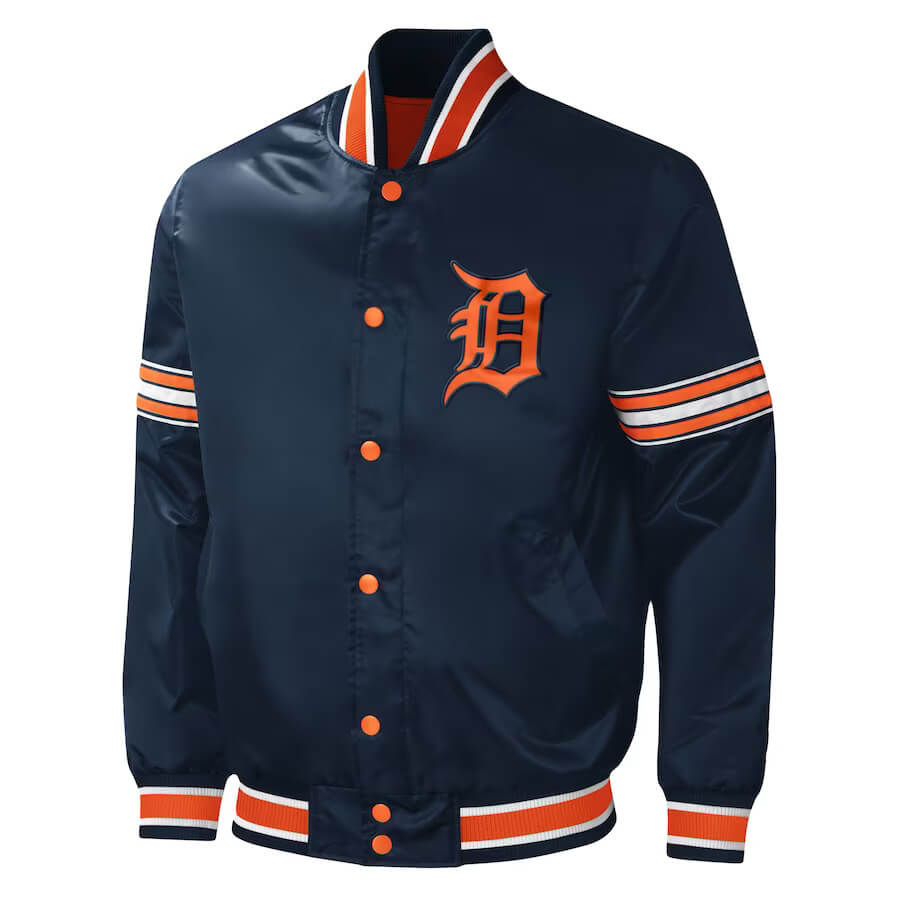 Maker of Jacket MLB Detroit Tigers Navy Orange Enforce Satin
