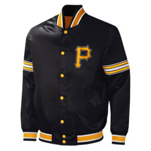 Maker of Jacket Sports Leagues Jackets MLB Vintage Pittsburgh Pirates Black Satin