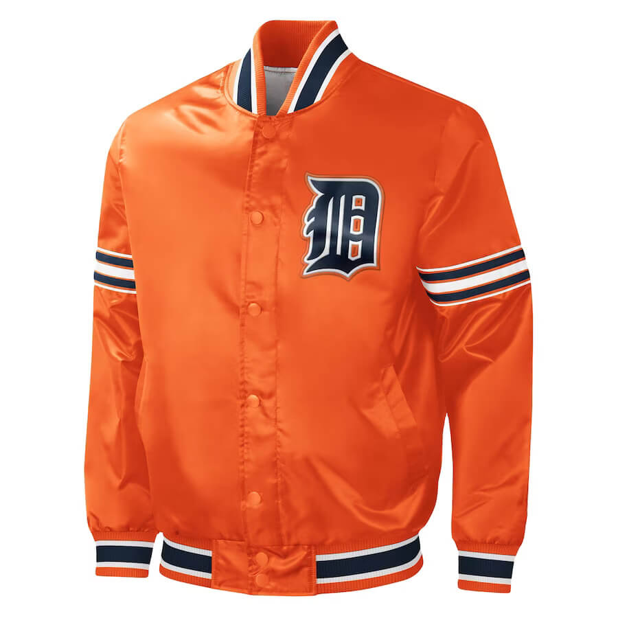 Maker of Jacket MLB Detroit Tigers Navy Orange Satin