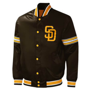 San Diego Padres White Gold and Brown Coaches Satin Jacket