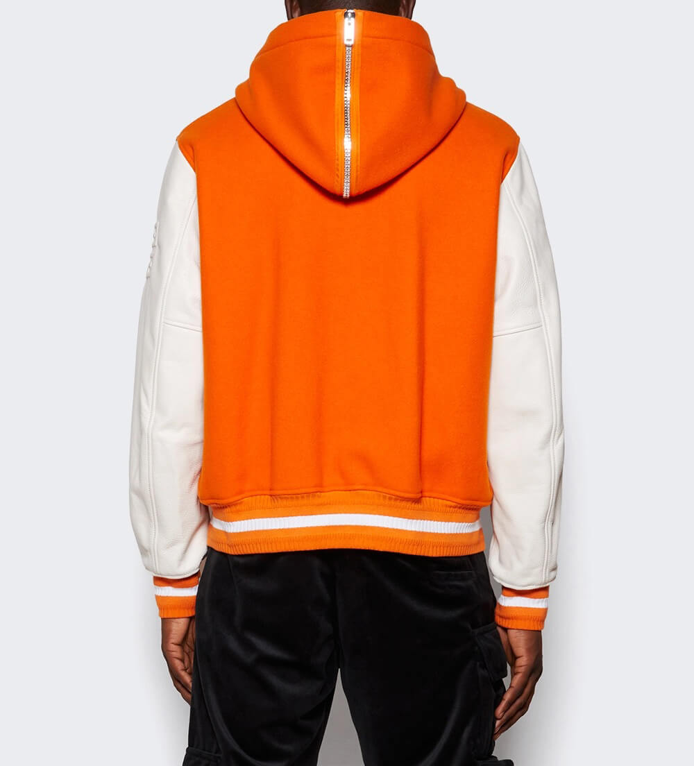 Givenchy Orange White Hooded Varsity Jacket Maker of Jacket