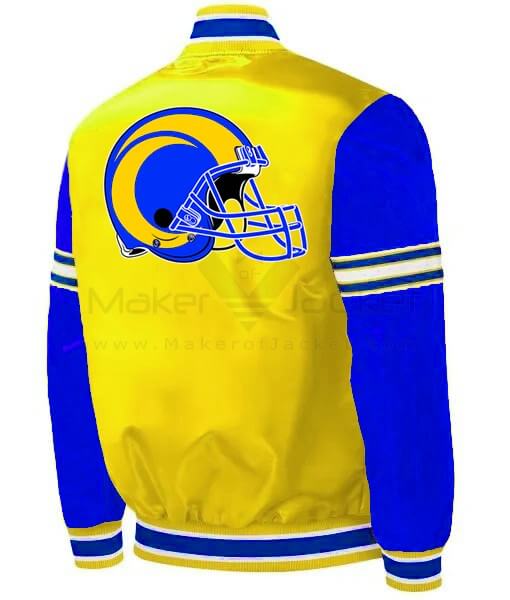 LA Rams Throwback Men's Starter The O-Line Varsity Snap Button Down Jacket