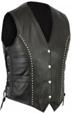 Silver-Studded-Side-Laces-Black-Leather-Vest