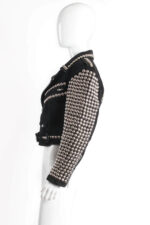 Black Silver Studded Biker Suede Leather Jacket
