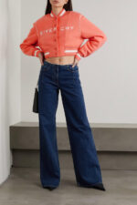 Givenchy Coral Pink Cropped Varsity Jacket
