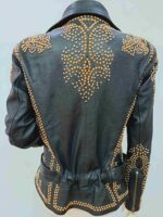 Selena Quintanilla Black Golden Studded Leather Jacket