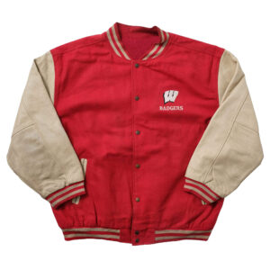 Vintage Wisconsin Badgers Red And Cream Varsity Jacket