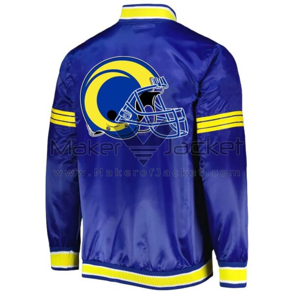 NFL LA Rams New Helmet Logo Blue Satin Jacket - Maker of Jacket