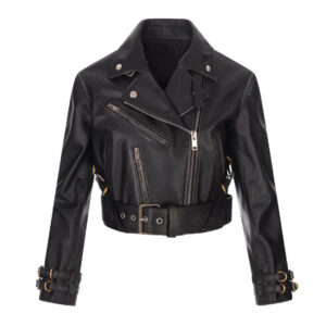 Givenchy Black Biker Cropped Leather Jacket