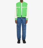 Givenchy Bright Green White Varsity Bomber Jacket