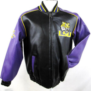 LSU-Tigers-Football-G-III-Sports-Full-Zip-Leather-Jacket