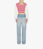 Pink White Givenchy Cropped Varsity Jacket