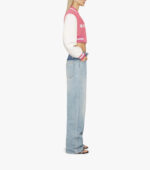 Pink White Givenchy Cropped Varsity Jacket