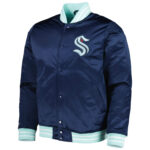 Seattle Kraken NHL Navy Satin Full Snap Jacket