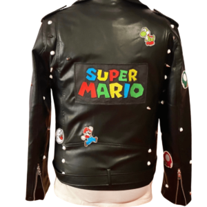 Super Mario Black Studded Leather Jacket