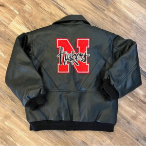 NCAA-Nebraska-Cornhuskers-Patch-Logo-Black-Leather-Jacket