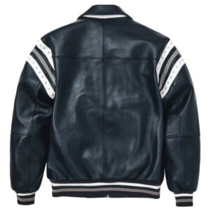 Pelle Pelle Navy Grey Encrusted Leather Jacket