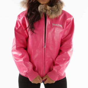 Pelle Pelle Pink Fur Hooded Basic Leather Jacket