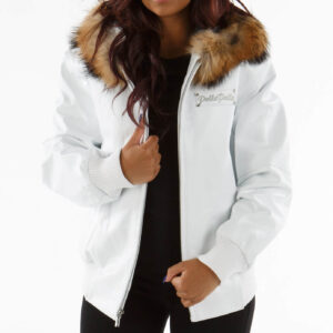 Pelle Pelle White Fur Hooded Basic Leather Jacket