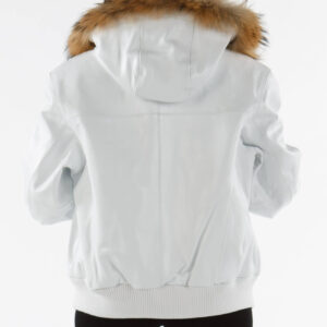 Pelle Pelle White Fur Hooded Basic Leather Jacket