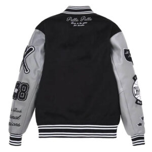 Pelle Pelle World Famous Black Grey Varsity Jacket