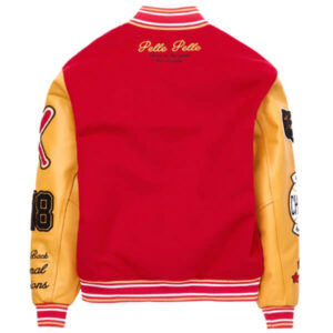 Pelle Pelle World Famous Red Gold Varsity Jacket