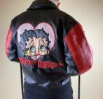 Betty Boop Black Red Cartoon Bomber Leather Jacket