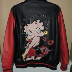 Betty Boop Black Red Cartoon Leather Jacket