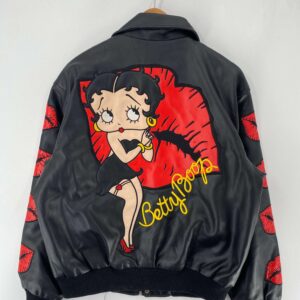 Betty Boop Bomber Black Leather Jacket