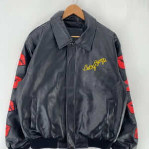 Betty Boop Bomber Black Leather Jacket