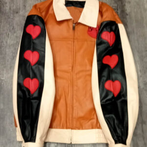 Betty Boop Brown Beige Cartoon Leather Jacket