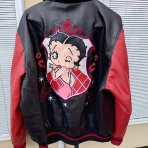 Betty Boop Cartoon Black Red Leather Jacket