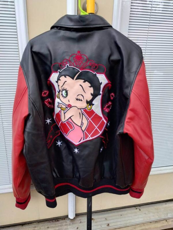 Betty Boop Cartoon Black Red Leather Jacket