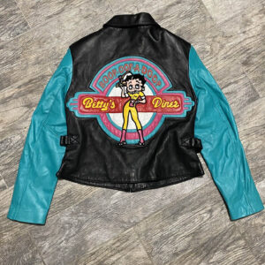 Betty Boop Diner Black Blue Leather Jacket