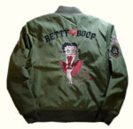 Betty Boop Green Low Blow Knuckle USA Bomber Jacket