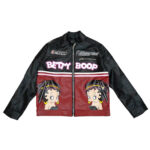 Betty Boop Headgear Black Red Leather Jacket