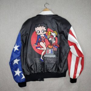 Black Betty Boop USA Cartoon Leather Jacket