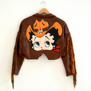 Brown Betty Boop Fringe Leather Jacket