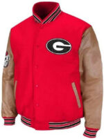 NCAA-Georgia-Bulldogs-Red-And-Brown-Varsity-Jacket