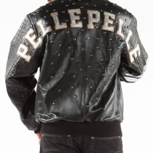 Pelle Pelle Studded Black Letterman Leather Jacket