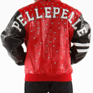 Pelle Pelle Studded Red Black Letterman Leather Jacket