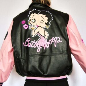 Rare Black Pink Betty Boop Leather Jacket