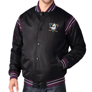 Anaheim Ducks Enforcer NHL Black Satin Jacket