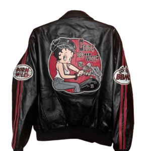 Betty Boop Born Wild Black Leather Jacket