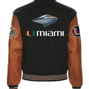 Black Brown Miami Hurricanes Varsity Jacket