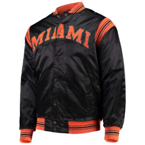 Black Miami Hurricanes The Enforcer Satin Full Button Jacket