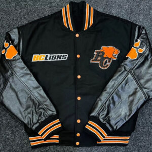 CFL-BC-Lions-White-Head-Football-Team-Black-Varsity-Jacket